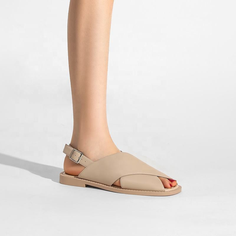 Summer comfortable and elegant women's open toe breathable leather sandals